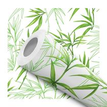 Papel De Parede Vinílico Folha de Bambu Verde Sala 5m Papel De Parede Vinílico Folha de Bambu Verde Sala 5m