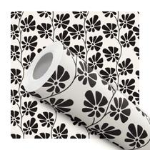 Papel de Parede Vinílico Folhas Flor Preto e Branco Sala Quarto 10m Papel de Parede Vinílico Folhas Flor Preto e Branco Sala Quarto 10m