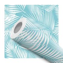 Papel de Parede Vinílico Folhas Palmeira Tom Azul Sala