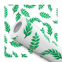 Papel de Parede Vinílico Folhas Ramos Verde Sala Quarto 1m