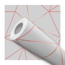 Papel de Parede Vinílico Geométrico Cinza Rosê Sala 3m Papel de Parede Vinílico Geométrico Cinza Rosê Sala 3m