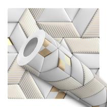 Papel De Parede Vinílico Geometrico Dourado Efeito Visual 3D Sala 2.5m