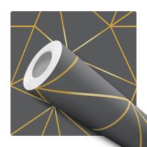 Papel De Parede Vinílico Geométrico Grafite Fio Dourado Sala Quarto 12m Papel De Parede Vinílico Geométrico Grafite Fio Dourado Sala Quarto 12m