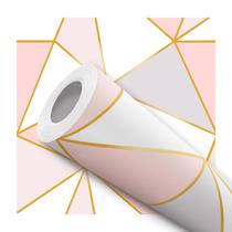 Papel De Parede Vinílico Geométrico Roxo E Rosa Gold Quarto e Sala