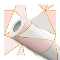 Papel De Parede Vinílico Geométrico Roxo E Rosa Gold Quarto e Sala