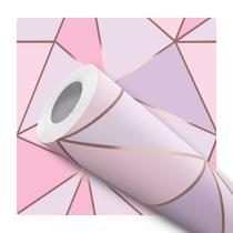 Papel De Parede Vinílico Geométrico Roxo Rosa Rosê Sala Quarto 3m