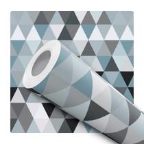 Papel De Parede Vinílico Geométrico Triângulos Azul E Cinza 5m Papel De Parede Vinílico Geométrico Triângulos Azul E Cinza 5m