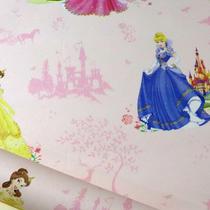 Papel de Parede Vinílico Importado Infantil Princesas Rosa