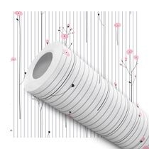 Papel De Parede Vinílico Linhas Flores Rosa Sala Quarto 3m Papel De Parede Vinílico Linhas Flores Rosa Sala Quarto 3m
