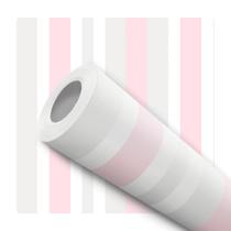 Papel de Parede Vinílico Listras Rosa Cinza Quarto Menina 12m
