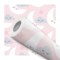 Papel de Parede Vinílico Lua Nuvem Rosa Menina Quarto 2.5m Papel de Parede Vinílico Lua Nuvem Rosa Menina Quarto 2.5m