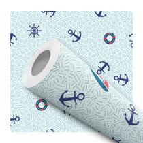 Papel De Parede Vinílico Marinheiro Âncoras e Barco Quarto 2m