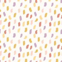 Papel de Parede Vinílico Mini Pinceladas lilás, vermelho e mostarda revoada 4405 53cm x10m