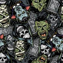 Papel De Parede Vinílico Monstro Zumbi Mumia Quarto Teen 2m