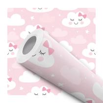 Papel De Parede Vinílico Nuvem Feliz Rosa Infantil Quarto 10m Papel De Parede Vinílico Nuvem Feliz Rosa Infantil Quarto 10m