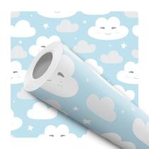 Papel De Parede Vinílico Nuvem Sorridente Quarto Infantil 10m
