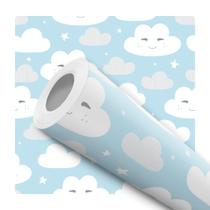 Papel De Parede Vinílico Nuvem Sorridente Quarto Infantil 5m