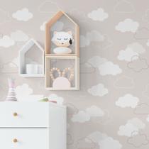 Papel De Parede Vinílico Nuvens Fundo Nude Quarto Infantil 12m