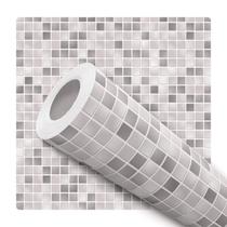 Papel de Parede Vinílico Pastilha Estilo Aço Cinza 2.5m Papel de Parede Vinílico Pastilha Estilo Aço Cinza 2.5m