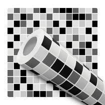 Papel de Parede Vinílico Pastilha Preta Cozinha 1m