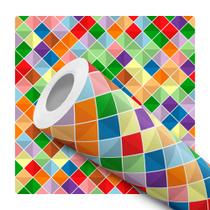 Papel De Parede Vinílico Pastilhas Colorida Mosaico Cozinha 5m Papel De Parede Vinílico Pastilhas Colorida Mosaico Cozinha 5m