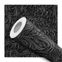 Papel De Parede Vinílico Provençal Preto Efeito Visual 3D Sala 12m Papel De Parede Vinílico Provençal Preto Efeito Visual 3D Sala 12m