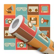 Papel De Parede Vinílico Retro Radio Telefone Tons Terra cota Tv Antigo Camera Quarto Sala Escritorio Papel De Parede Vinílico Retro Radio Telefone Tons Terra cota Tv Antigo Camera Quarto Sala Escritorio