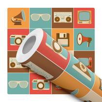 Papel De Parede Vinílico Retro Radio Telefone Tons Terra cota Tv Antigo Camera Quarto Sala Escritorio Papel De Parede Vinílico Retro Radio Telefone Tons Terra cota Tv Antigo Camera Quarto Sala Escritorio