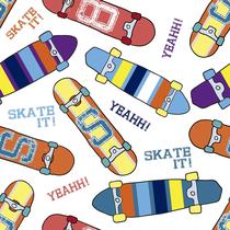 Papel de Parede Vinílico Skate Skateboard Colors Quarto Teen 1.5m