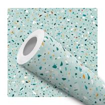 Papel de Parede Vinílico Terrazzo Granilite Verde Quarto Sala 1m