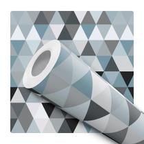 Papel de Parede Vinílico Triângulo Azul e Cinza Abstrato Cozinha 3m Papel de Parede Vinílico Triângulo Azul e Cinza Abstrato Cozinha 3m