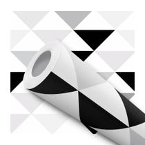 Papel De Parede Vinílico Triângulos Branco Preto Cinza 5m