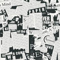 Papel de parede VistaPalette Vintage Newspaper Script preto/branco
