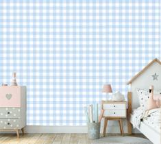 Papel De Parede Xadrez Vichy Autocolante Quarto Infantil AZUL BEBE