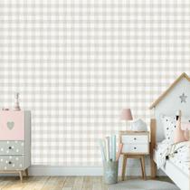Papel De Parede Xadrez Vichy Autocolante Quarto Infantil BEGE CLARO 3MX58CM