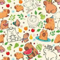 Papel de Presente Bobina Couchê 60CM MOD.156 Capivaras 100 Metros