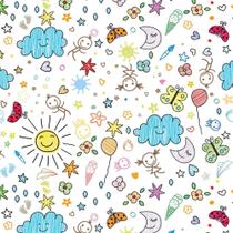 Papel de Presente Bobina Couchê 60CM Riscos e Rabisco - 100 Metros