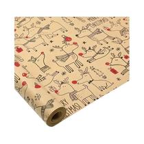 Papel De Presente De Natal Em Tom Vermelho E Marrom, Rolo Extra Longo Para Decorações De Festas De