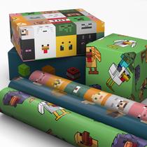 Papel de Presente Hallmark Minecraft Kit com 3 Mini Rolos 4,2m² Papel de Presente Hallmark Minecraft Kit com 3 Mini Rolos 4,2m²