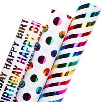 Papel de Presente Ribbli Mini Rolinhos Iridescentes para Aniversário 43x120 cm Papel de Presente Ribbli Mini Rolinhos Iridescentes para Aniversário 43x120 cm