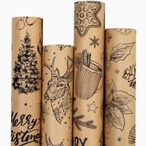 Papel de Regalo Navideño MAYPLUSS Kraft Vintage Marrón 30 cm x 3 m Papel de Regalo Navideño MAYPLUSS Kraft Vintage Marrón 30 cm x 3 m