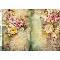 Papel de Seda Arte Fácil Flores com Renda Vintage - SE-024 Papel de Seda Arte Fácil Flores com Renda Vintage - SE-024