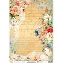 Papel de Seda Arte Fácil Flores e Cartas - SE-07 Papel de Seda Arte Fácil Flores e Cartas - SE-07