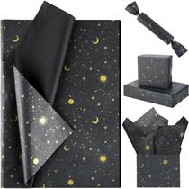 Papel de seda Bolsome Galaxy Black Gold Moon Star 100 folhas