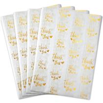 Papel de seda MR FIVE branco com ouro metálico Thank You 100 folhas