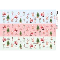 Papel de Seda para Decoupage Opapel 30 x 45 cm - 2539 - Estampa Natalina 3 Faixas