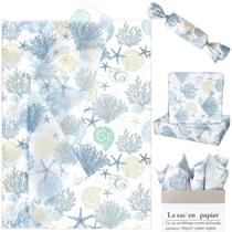 Papel de seda Whaline Ocean Theme 100 folhas 35x50cm Papel de seda Whaline Ocean Theme 100 folhas 35x50cm