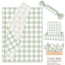 Papel de seda Whaline Sage Green Buffalo Plaid 35x50cm 100 folhas Papel de seda Whaline Sage Green Buffalo Plaid 35x50cm 100 folhas