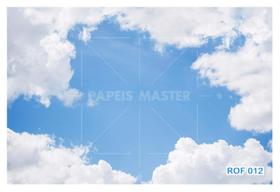 Papel De Teto Céu Azul Nuvem Branca Dia Manhã 3,5M Rof12