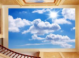 Papel De Teto Céu Azul Nuvem Branca Dia Manhã 3,5M Rof17 - Você Decora